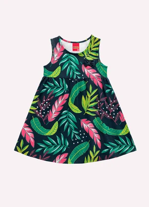 Kyly - Vestido Infantil Menina Tropical Azul - KYLY