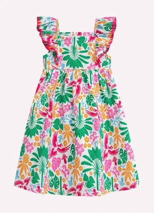 Nanai - Vestido Infantil Menina Tropical Branco - NANAI