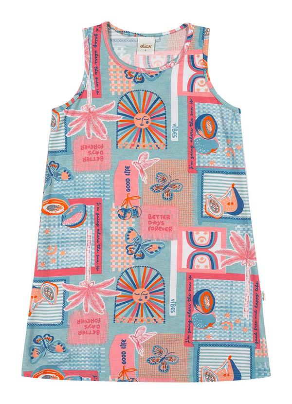 Elian - Vestido Infantil Menina Tropical Elian Azul 2