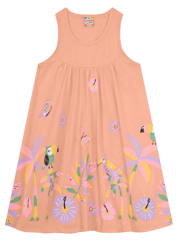 Brandili - Vestido Infantil Menina Tropical Laranja