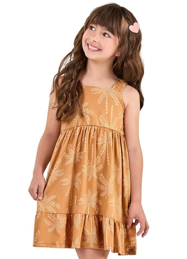 Elian - Vestido Infantil Menina Tropical Laranja
