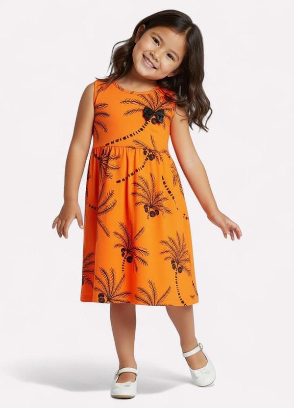 Kyly - Vestido Infantil Menina Tropical Laranja 1