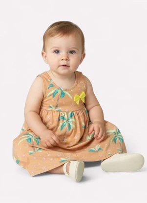 Kyly - Vestido Infantil Menina Tropical Marrom - KYLY