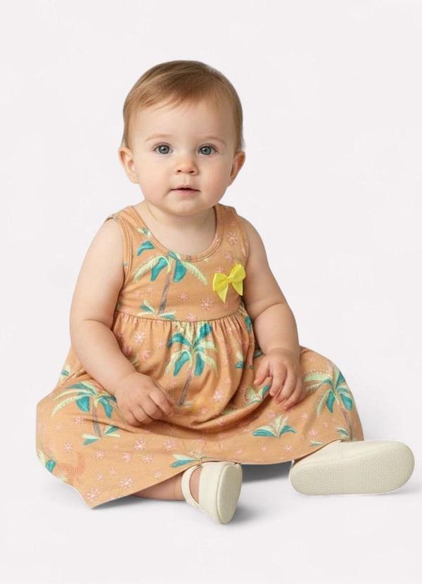 Kyly - Vestido Infantil Menina Tropical Marrom 2
