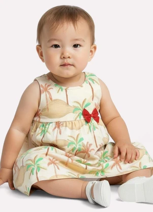Kyly - Vestido Infantil Menina Tropical Marrom - KYLY