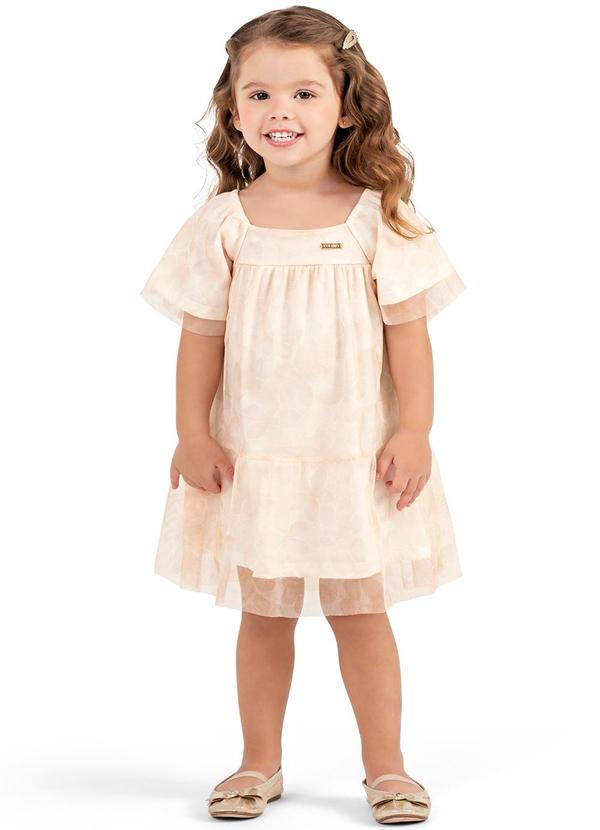 Colorittá - Vestido Infantil Menina Tule Colorittá Bege