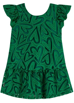 Elian - Vestido Infantil Menina Tule Corações Verde - ELIAN