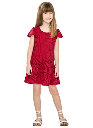 Elian - Vestido Infantil Menina Tule Corações Vermelho - ELIAN