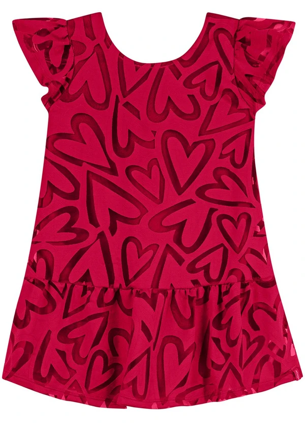 Elian - Vestido Infantil Menina Tule Corações Vermelho 2