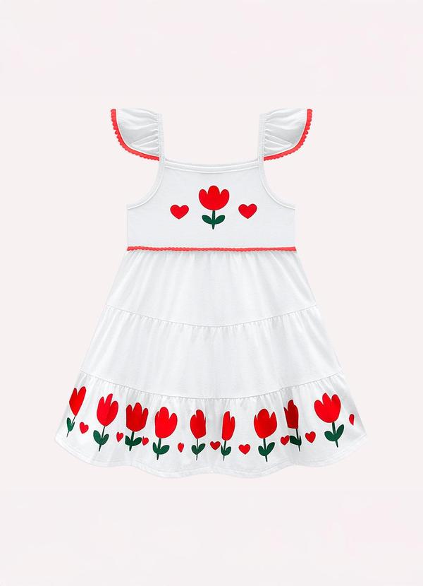 Kyly - Vestido Infantil Menina Tulipas Branco 2