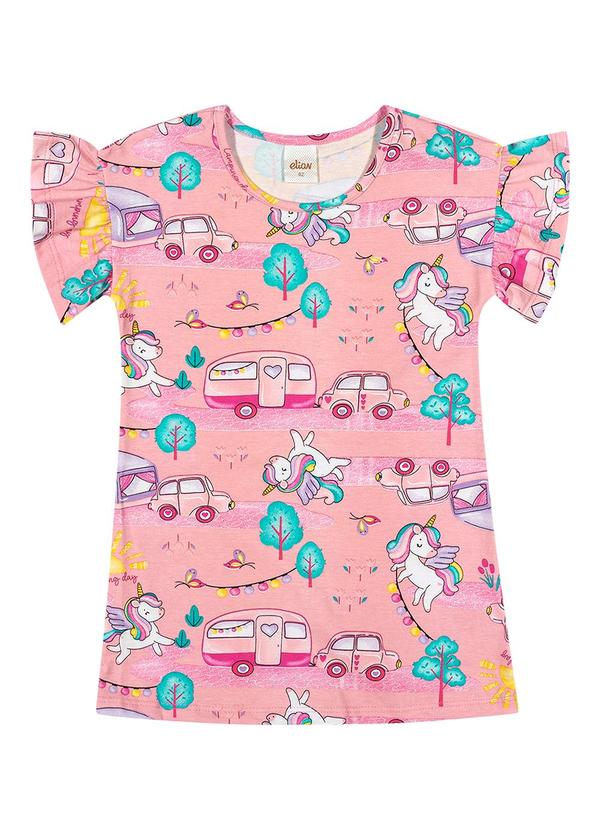 Elian - Vestido Infantil Menina Unicórnios Elian Rosa