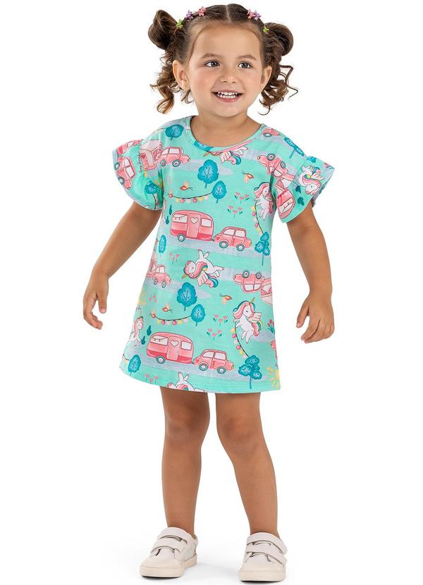 Elian - Vestido Infantil Menina Unicórnios Elian Verde