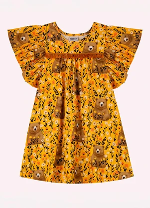 Nanai - Vestido Infantil Menina Ursinhos Amarelo - NANAI