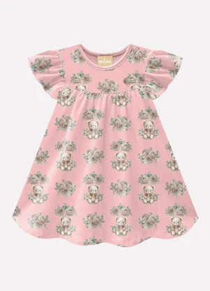Milon - Vestido Infantil Menina Ursinhos Rosa - MILON