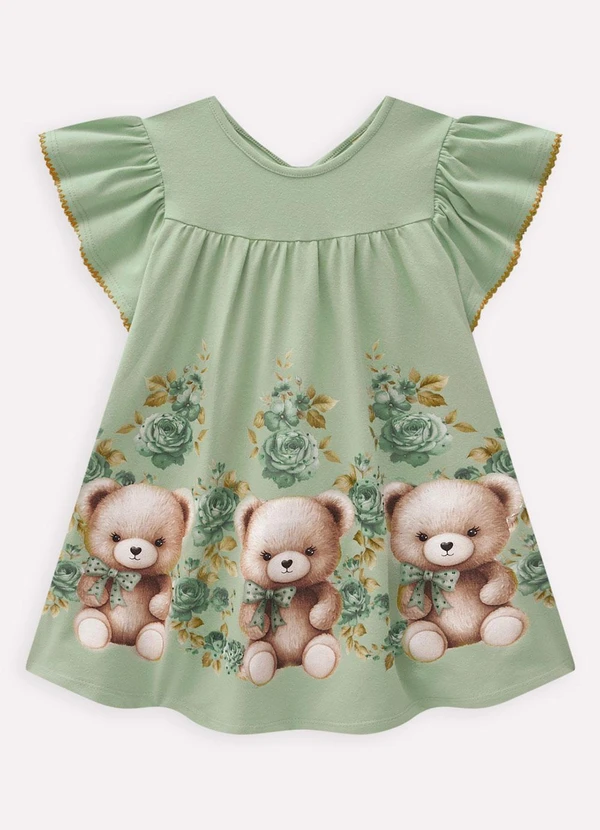 Milon - Vestido Infantil Menina Ursinhos Verde 2