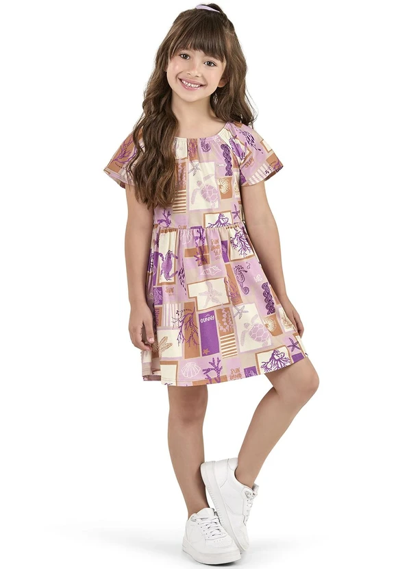 Elian - Vestido Infantil Menina Verão Leve Roxo