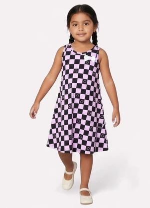 Kyly - Vestido Infantil Menina Xadrez Preto - KYLY