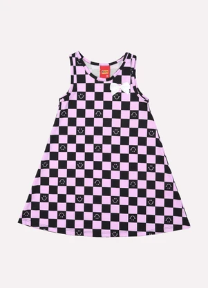Kyly - Vestido Infantil Menina Xadrez Preto - KYLY