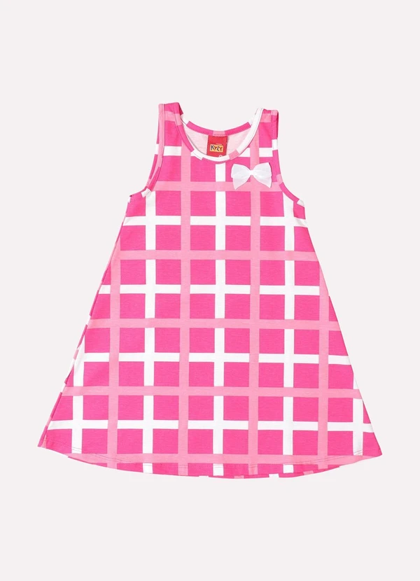 Kyly - Vestido Infantil Menina Xadrez Rosa