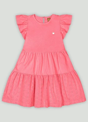 Vestido Infantil Midi com Babados Up Baby Rosa - UP BABY