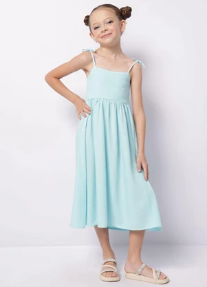 Torra - Vestido Infantil Midi Viscose Alcinha Azul - TORRA