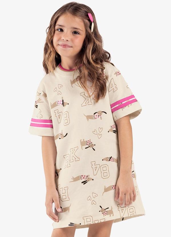 Rovi Kids - Vestido Infantil Moletinho Basic Bege