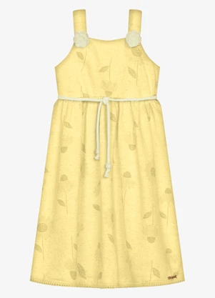 Trick Nick - Vestido Infantil Moletinho Estampado Amarelo - TRICK NICK