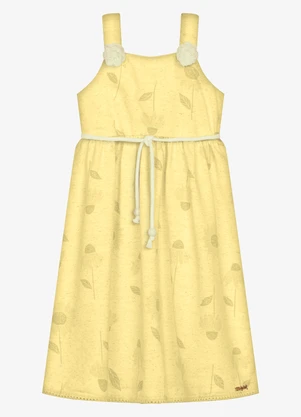 Trick Nick - Vestido Infantil Moletinho Estampado Amarelo - TRICK NICK