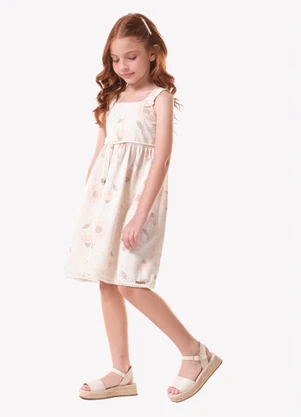 Trick Nick - Vestido Infantil Moletinho Estampado Bege - TRICK NICK