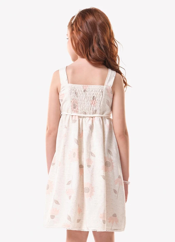 Trick Nick - Vestido Infantil Moletinho Estampado Bege