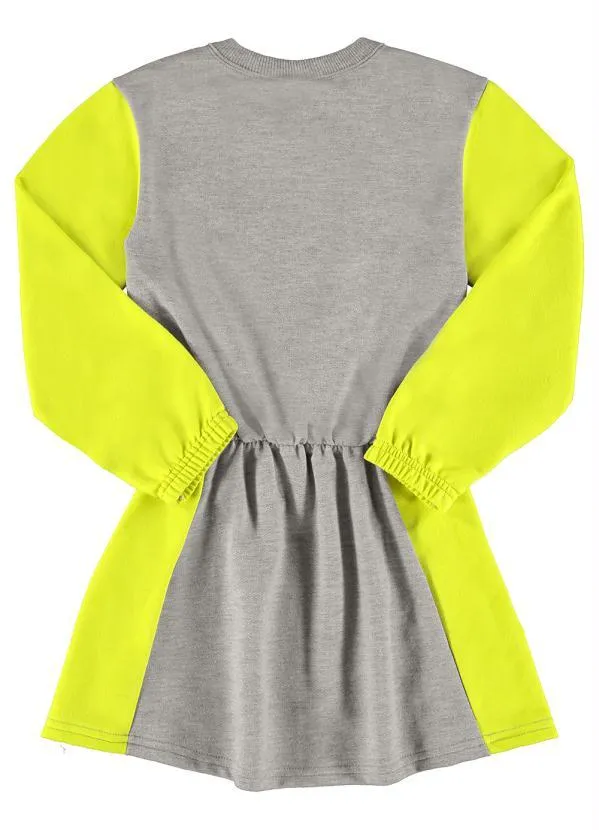 Quimby - Vestido Infantil Moletom Manga Longa Cinza 4