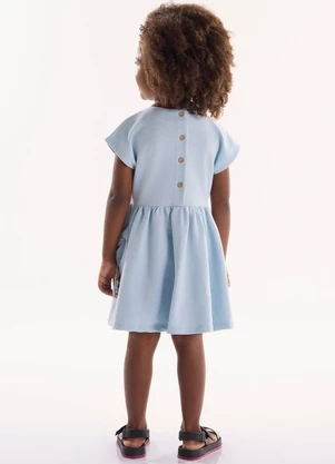 Três e Já - Vestido Infantil Moletom sem Felpa Azul - TRÊS E JÁ