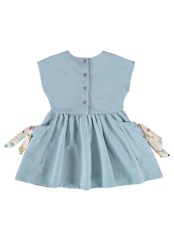 Três e Já - Vestido Infantil Moletom sem Felpa Azul 4