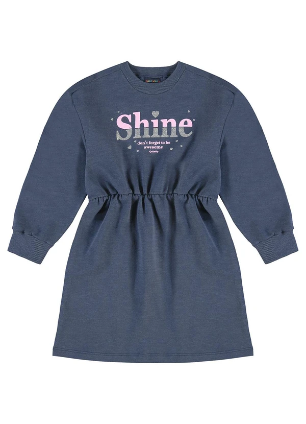 Guloseima - Vestido Infantil Moletom sem Felpa Azul