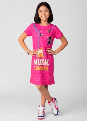 Laluna - Vestido Infantil Music Summer Pink - LALUNA