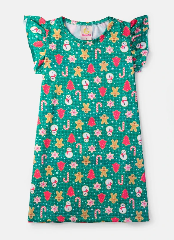 Laluna - Vestido Infantil Natalino Verde