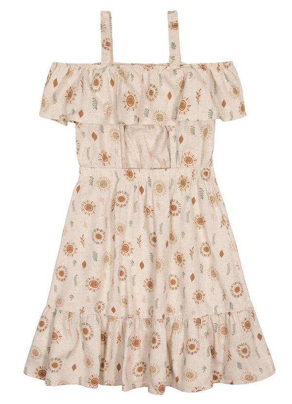 Alakazoo - Vestido Infantil Ombro a Ombro SarjaBege 3