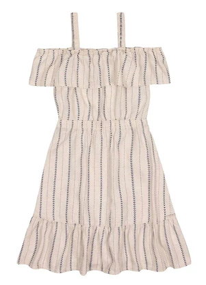 Alakazoo - Vestido Infantil Ombro a Ombro SarjaBranco - ALAKAZOO