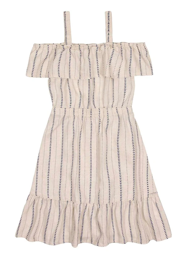 Alakazoo - Vestido Infantil Ombro a Ombro SarjaBranco 2