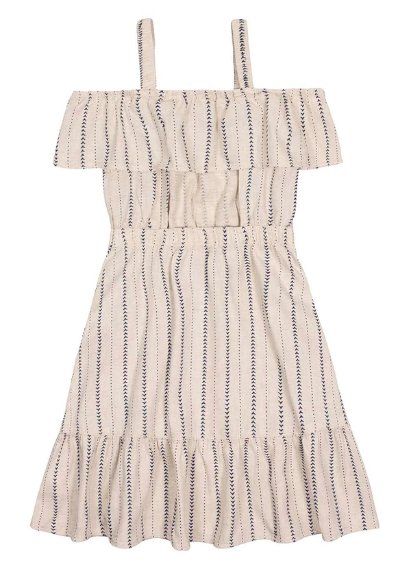 Alakazoo - Vestido Infantil Ombro a Ombro SarjaBranco 3