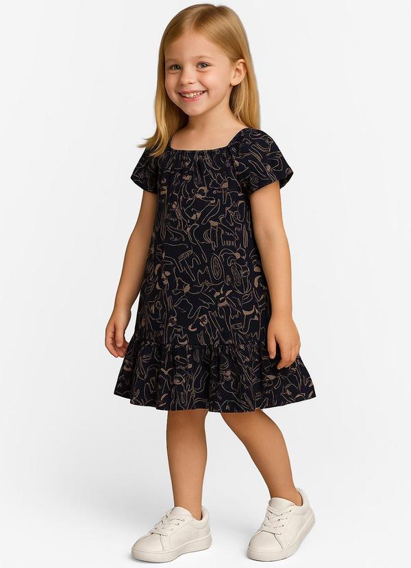 Infinita Cor - Vestido Infantil Oncinha Azul