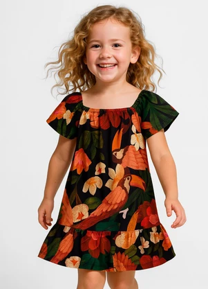 Infinita Cor - Vestido Infantil Oncinha Laranja - INFINITA COR