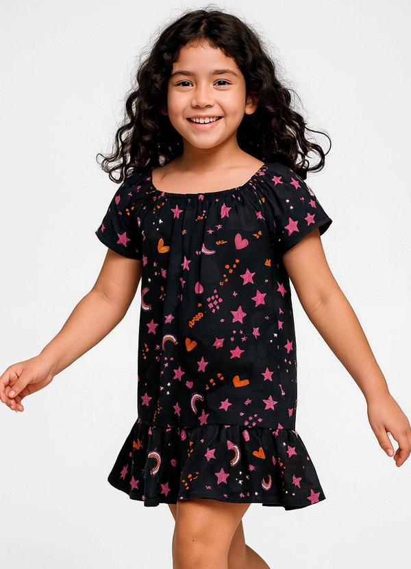 Infinita Cor - Vestido Infantil Oncinha Preto