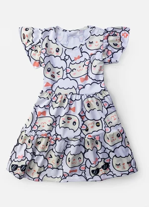 Laluna - Vestido Infantil Ovelhas Branco - LALUNA