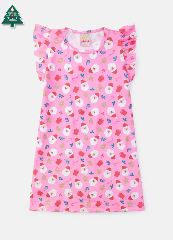 Laluna - Vestido Infantil Papai Noel Rosa