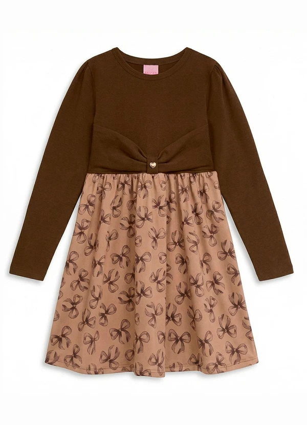 Duduka - Vestido Infantil Peluciado Marrom