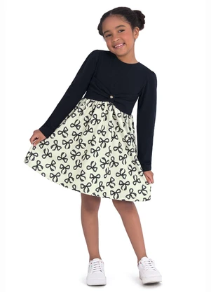 Duduka - Vestido Infantil Peluciado Preto - DUDUKA