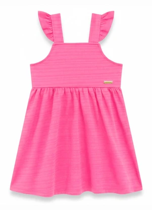 Duduka - Vestido Infantil Plaquinha  Mangas Babado  Rosa - DUDUKA