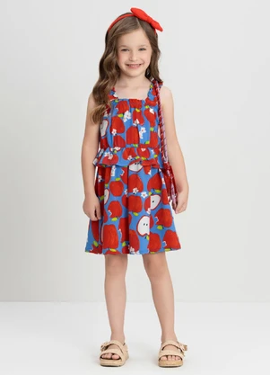 Vestido Infantil Pomar Colorido Up Baby Azul - UP BABY