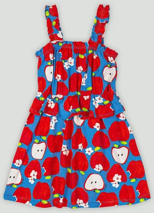 Vestido Infantil Pomar Colorido Up Baby Azul - UP BABY